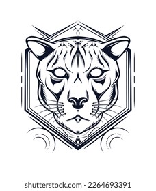 Puma vector logo in black and white color