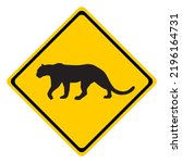 Puma warning sign  Isolated On White Background,Vector Illustration Of A Warning Sign 