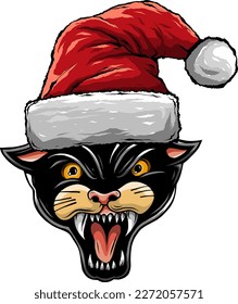 puma wearing christmas Santa Claus hat.