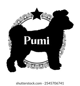 Pumi. dog silhouette, dog, dog breeds,  vector, silhouette, logo design, animal, illustration, icon, sign, black, pet