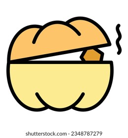 Pumkin bake icon outline vector. Dish food. Cuisine azerbaijan color flat