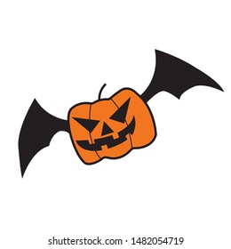 Pumkin bat icon.flat illustration of pumkin bat for web