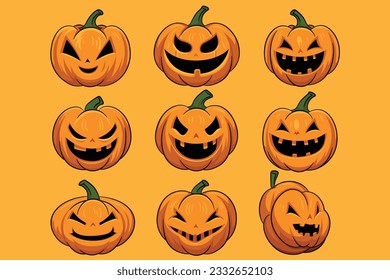 Pumkin Halloween character set vector