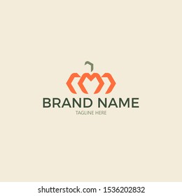 PUMKIN LOGO DESIGN LETER M INITIAL - ICON DESIGN MONOGRAM SIMPLE HELLOWEEN LOGO CONCEPT