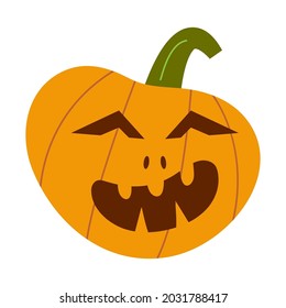 Pumkin scary Halloween face vector. Halloween pumpkin or ghost grimace. Terrible eyes and mouth with a silhouette style. Emotion, icons of skeleton for makeup, a night party. 
