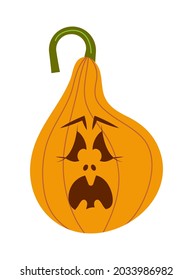Pumkin scary Halloween face vector. Halloween pumpkin or ghost grimace. Terrible eyes and mouth with a silhouette style. Emotion, icons of skeleton for makeup, a night party. 