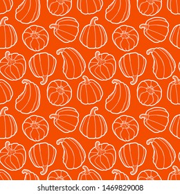 Pumkin seamless pattern. Cute vector pumpkins