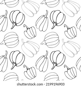 Pumkin Seamless Pattern. Cute Vector Pumpkins. Pumpkin Background For Harvest Festival Or Thanksgiving. 