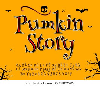 Pumkin story halloween lettering text effect	
