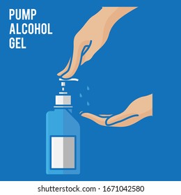 Pump alcohol gel Hand sanitizer Alcohol-based hand rub. Rubbing alcohol. Wall mounted soap dispenser. Wall hanging hand wash container. Protection from germs such as coronavirus (Covid-19) icon design