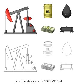 Pump, barrel, drop, petrodollars. Oil set collection icons in cartoon,outline style vector symbol stock illustration web.