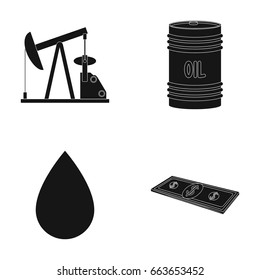 Pump, barrel, drop, petrodollars. Oil set collection icons in black style vector symbol stock illustration web.