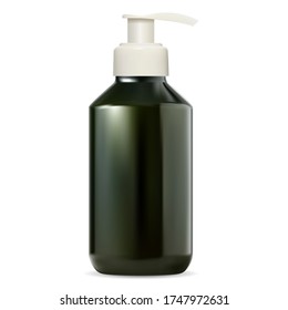 Flasche pumpen. Kosmetische Seifenverpackungsvorlage. Realistische Vektorgrafik