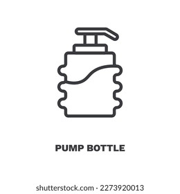 pump bottle icon. Thin line pump bottle icon from Hygiene and Sanitation collection. Outline vector isolated on white background. Editable pump bottle symbol can be used web and mobile