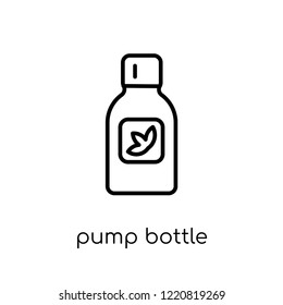 pump bottle icon. Trendy modern flat linear vector pump bottle icon on white background from thin line Hygiene collection, outline vector illustration