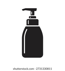 Ilustración vectorial de icono de botella de bomba que muestra el contenedor del dispensador Loción de jabón líquido Champú Concepto de producto de higiene cosmética Elemento de diseño de fondo blanco aislado