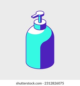 Pump bottle isometric vector illustration