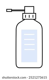 Pump dispenser with a label, and a nozzle for dispensing liquids. Ideal for product labels, healthcare, hand sanitizers, cleaning supplies, skincare, and hygiene. Minimalist vector style.