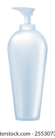 Botella de jabón dispensador de bomba aislada sobre fondo blanco. Producto de gel de ducha líquido dorado, maqueta de Vector Embalaje de plástico rosa de la bomba de champú, envase de la crema hidratante, producto de baño realista, dispensador de jabón