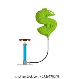 Dólar de la Bomba. Aumento del precio en USD de la Bomba Aérea Mano. ilustración vectorial
