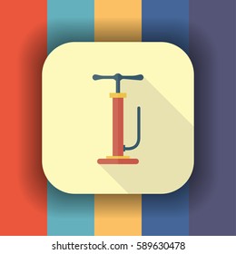 pump flat icon with long shadow, vector illustration