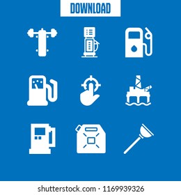 pump icon. 9 pump vector set. fuel, bench press, oil mining in the sea and tap icons for web and design about pump theme
