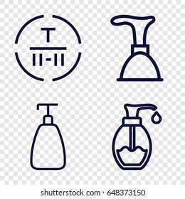 Pump icons set. set of 4 pump outline icons such as soap, plunger
