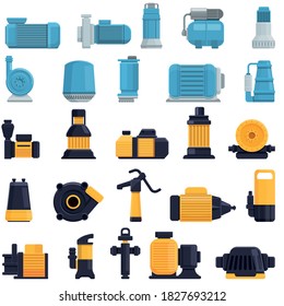 Pump icons set. Cartoon set of pump vector icons for web design