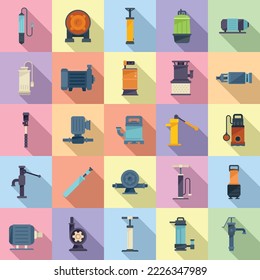 Pump icons set flat vector. Water tank. Station system