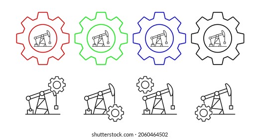 Toma de bombeo, icono del vector de energía en la ilustración del conjunto de engranajes para ui y ux, sitio web o aplicación móvil