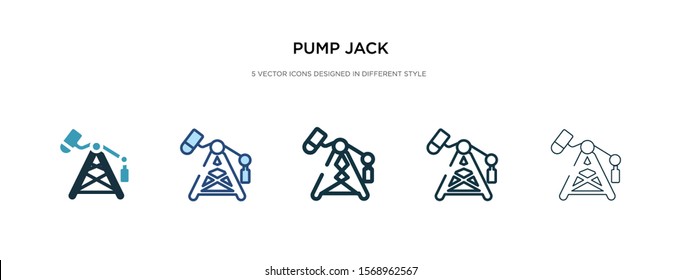pump jack icon in different style vector illustration. two colored and black pump jack vector icons designed in filled, outline, line and stroke style can be used for web, mobile, ui