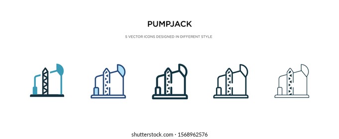 pump jack icon in different style vector illustration. two colored and black pump jack vector icons designed in filled, outline, line and stroke style can be used for web, mobile, ui