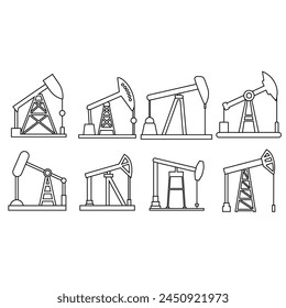 Pump Jack icon vector set. Oil illustration sign. Oil Drilling symbol collection. Oil Pumping logo.