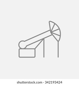 Pump jack oil crane line icon for web, mobile and infographics. Vector dark grey icon isolated on light grey background.