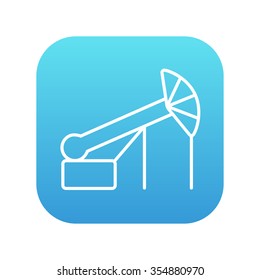 Icono de la línea de la grúa de aceite de la toma de bombeo para web, móvil e infografía. Icono de blanco vector en el cuadrado de gradiente azul con esquinas redondeadas aisladas en fondo blanco.