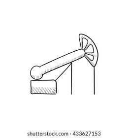 Pump jack oil crane vector sketch icon isolated on background. Hand drawn Pump jack oil crane icon. Pump jack oil crane sketch icon for infographic, website or app.