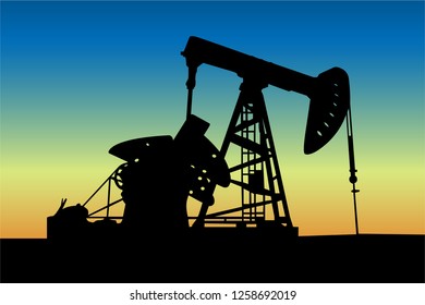 pump jack silhouette realistic vector illustration isolated