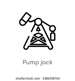 pump jack vector line icon. Simple element illustration. pump jack outline icon from industry concept. Can be used for web and mobile