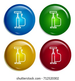Pump multi color gradient glossy badge icon set. Realistic shiny badge icon or logo mockup