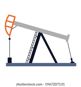 Pump for oil extraction silhouette or icon, flat vector illustration isolated on white background. Fuel and energy industry production equipment and technology.