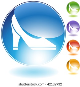 Pump shoe crystal icon isolated on a white background.