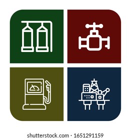 pump simple icons set. Contains such icons as Storage tank, Valve, Fuel station, Oil rig, can be used for web, mobile and logo