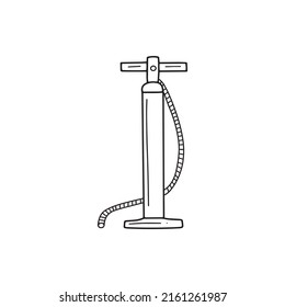 Pump for SUP surfing in doodle style. Vector illustration on white background