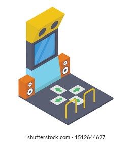 
Pump it up, video arcade dancing machine isometric design 
