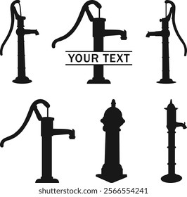 pump water well icon vector illustration. Old water pump Silhouette