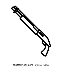 Pump-action Shotgun Icon. Bold outline design with editable stroke width. Vector Illustration.