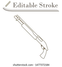 Pump-action Shotgun Icon. Editable Stroke Simple Design. Vector Illustration.