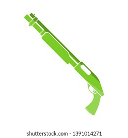 Pump-action Shotgun Icon. Flat Color Ladder Design. Vector Illustration.