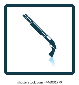 Pump-action shotgun icon. Shadow reflection design. Vector illustration.