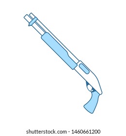 Icono de escopeta de acción de bomba. Línea Delgada Con Diseño De Relleno Azul. Ilustración vectorial.